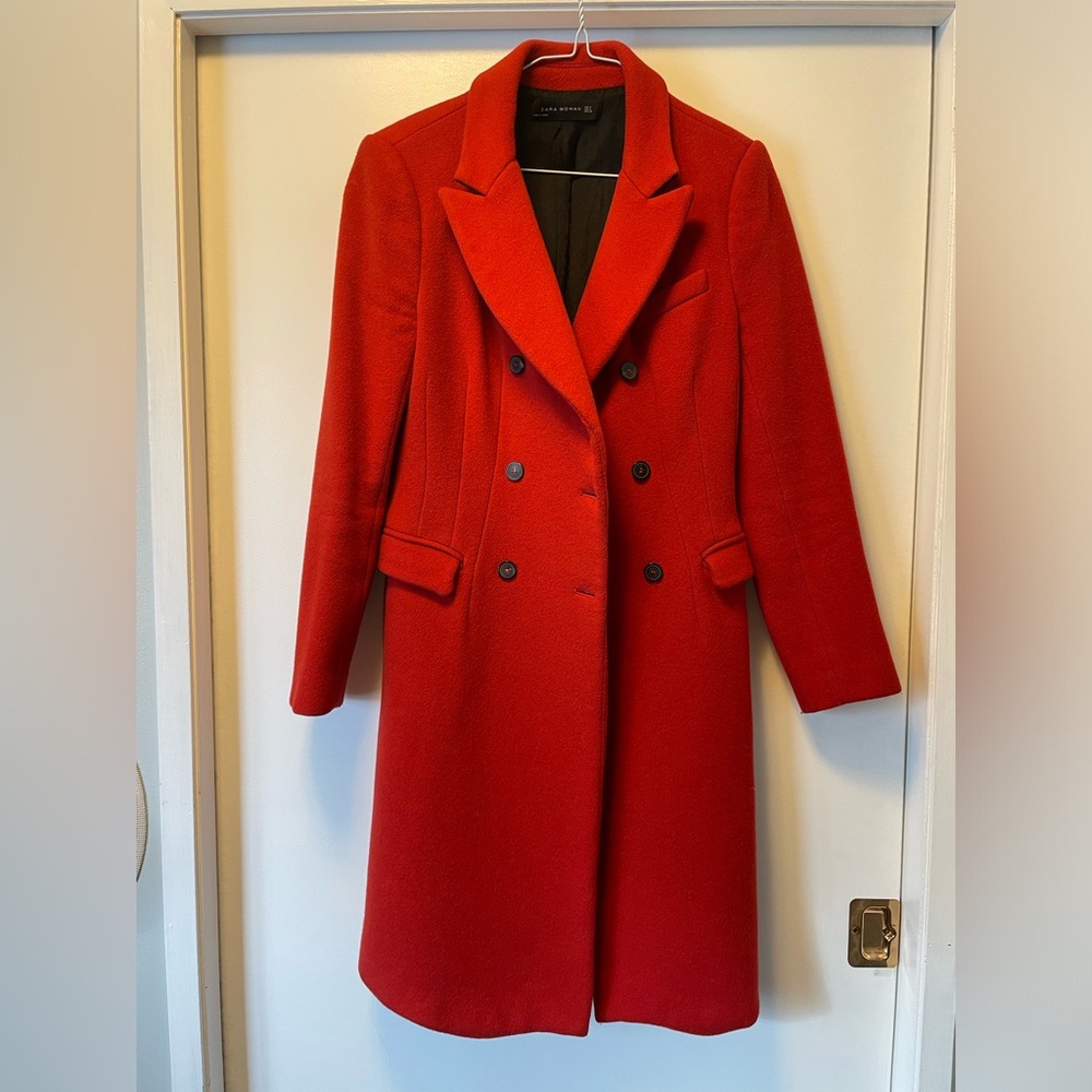 Zara Red Wool Coat